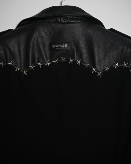 Deconstructed Leather and Wool Extended Blazer