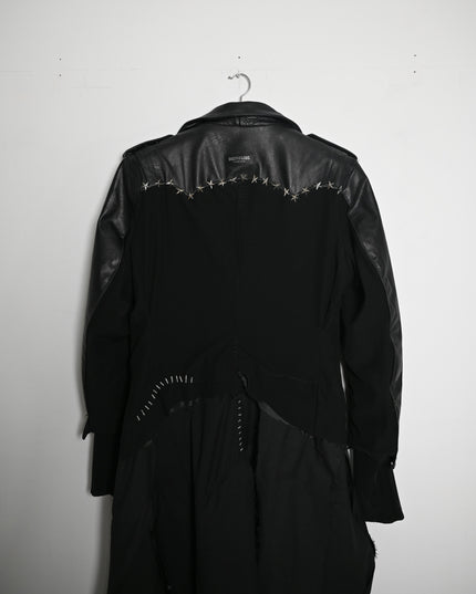 Deconstructed Leather and Wool Extended Blazer