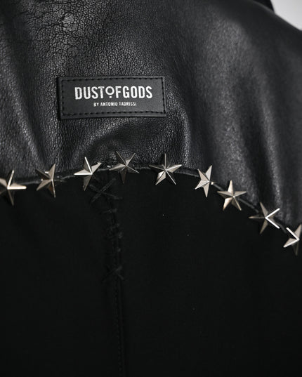 Deconstructed Leather and Wool Extended Blazer