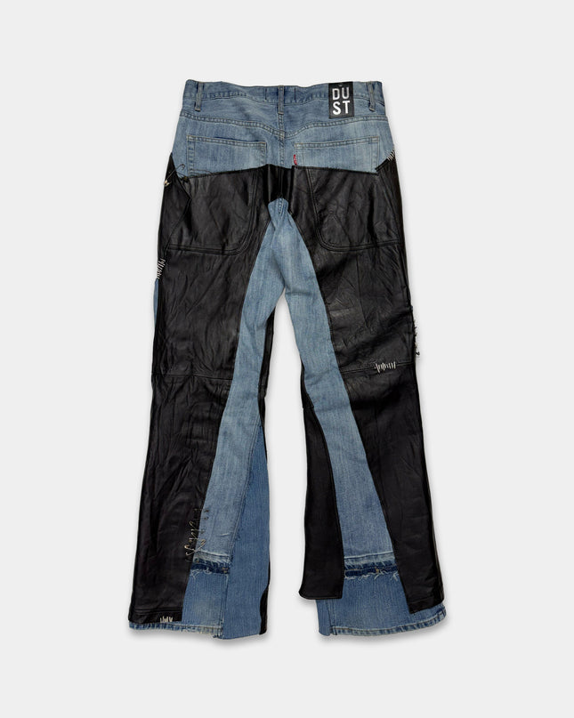 Leather Stitch Denim Pants