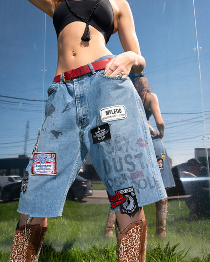 Oversized Denim Shorts in Sex, Dust, Rock & Roll