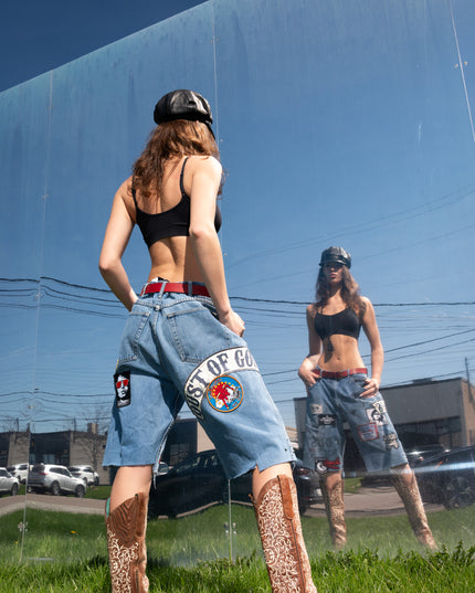 Oversized Denim Shorts in Sex, Dust, Rock & Roll
