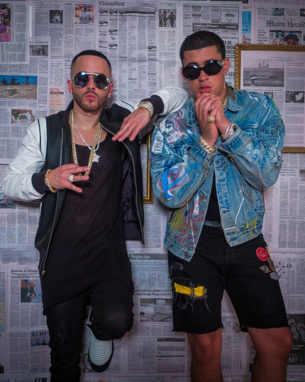 Bad Bunny in Custom Dusted Denim Jacket