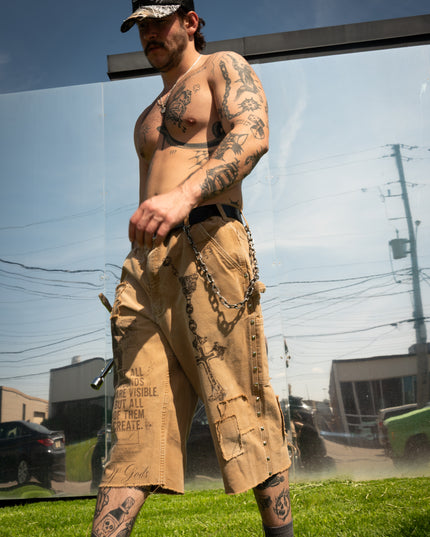 Oversized Chained Dusted Workwear Shorts