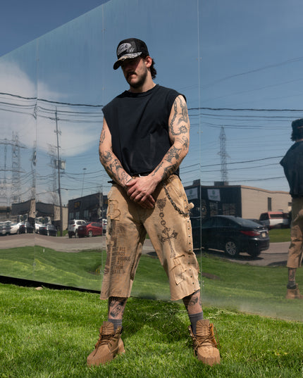Oversized Chained Dusted Workwear Shorts