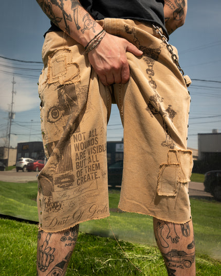Oversized Chained Dusted Workwear Shorts