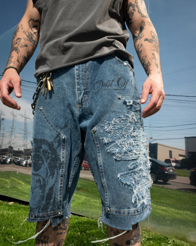 Oversized Reworked Denim Shorts