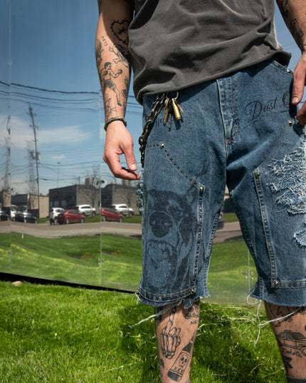 Oversized Reworked Denim Shorts