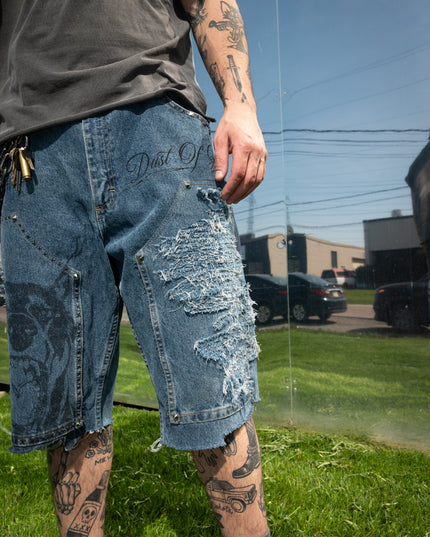 Oversized Reworked Denim Shorts