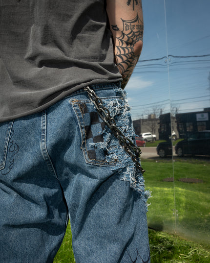 Oversized Reworked Denim Shorts